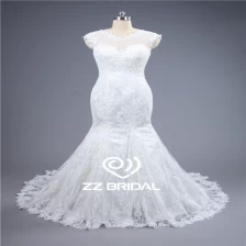 中国 2016年夏季婚纱礼服包肩袖全身蕾丝贴花鱼尾婚纱 制造商