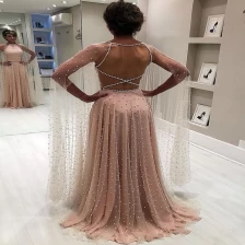China 2019 new design Beaded Evening Dresses Long Sleeve Ladies casual Dresses manufacturer
