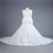 Chine Actual images courroie de spaghetti décolleté amie dos nu dentelle robe de mariée sirène appliqued fabricant