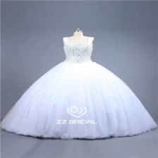porcelana Las imágenes reales de espagueti vestido de bola con cuentas escote correa de novia de la boda vestido de China fabricante