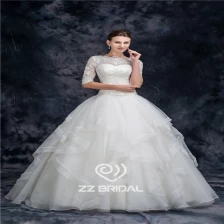 Kiina Charming puoli hihan illuusion pääntie täyspitkä organza prinsessa hääpuku valmistaja valmistaja