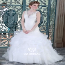Chine Chine Suzhou images réelles v-back perlé organza froissé style sirène robe de mariage avec le fournisseur fabricant