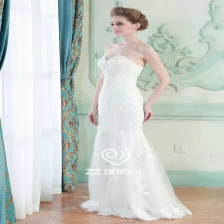 porcelana China, encaje de cuentas escote corazón sirena appliqued proveedor vestido de novia fabricante