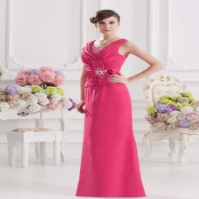 China Elegant kralen lange chiffon roze jurk bruidsmeisjes jurk elegant fabrikant