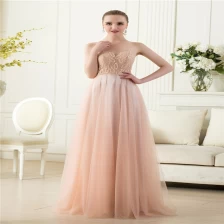 Chine Elégant invisible tulle manches perles longueur de plancher longue soirée nue usine de robe fabricant