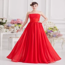 China Elegant sleeveless red long chiffon evening dress manufacturer