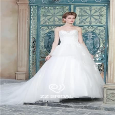 Chine Fantaisie dentelle perlée décolleté amie appliqued train chapelle usine de robe de mariage fabricant