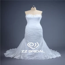 porcelana Buena calidad con cuentas vestido de novia sirena escote corazón con volantes con el tren fabricante