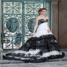 Chine Haute sur mesure dentelle noire appliqued décolleté ébouriffé sirène mariage fabricant de robe chérie couches fabricant