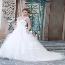 porcelana Alta encargo faja v-cuello hecho con listones backless una línea de vestido de novia hechos en China fabricante