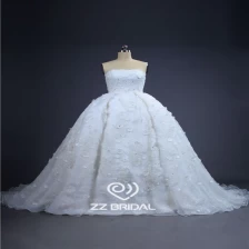 Chine Hot vente en ligne de perles princesse robe de mariée bustier en organza avec des fleurs à la main en Chine fabricant