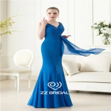 Chine Hot v-cou et v-back perles bleu mousseline sirène robe de soirée avec le fournisseur fabricant