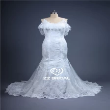 Chine La dernière conception Chine courroie de spaghetti v-back dentelle robe de mariage de style sirène appliqued fabricant