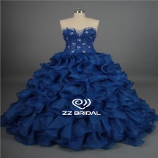 Chine Nouvelle arrivée perles décolleté amie royale boule bleue robe Quinceanera fournisseur fabricant