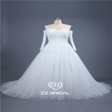 Chine Nouveau style à manches longues de l'épaule dentelle perlée appliqued A-ligne de robe de mariée fabricant