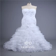 Chine New décolleté chérie style perlé organza froissé sirène couches robe de mariée 2015 le fournisseur fabricant