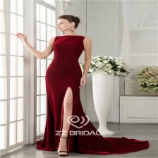 Chine New manches de velours de style sirène split retour bowknot côté longue robe de soirée fabricant