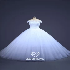Chine bal appliqued robe de mariée de style princesse épaule large encolure bateau en dentelle Chine fabricant