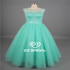 الصين حفلة موسيقية اللباس حزب كم قبعة الكامل صد مطرز مغرفة العنق اللباس Quinceanera الصانع