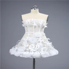 中国 纯白色露肩手工花和蝴蝶结短晚礼服中国制造 制造商