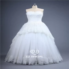 porcelana Cuadros verdaderos inferior de encaje apliques de encaje escote corazón del A-line con cuentas vestido de novia fabricante