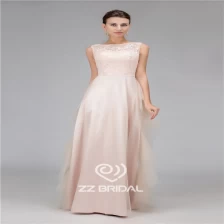 Chine Images réelles perles encolure manches longues champagne robe de soirée avec le fournisseur fabricant