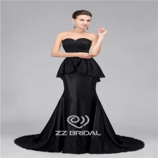 porcelana Cuadros verdaderos estiran raso escote corazón de encaje apliques de perlas artesanales proveedor vestido de noche fabricante