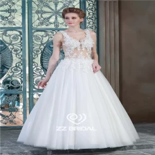 Chine De véritables photos sexy v-cou voir à travers les fleurs à la main corset robe de mariée avec une bonne qualité fabricant