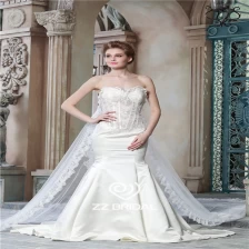 Chine Voir à travers robe de mariée sirène décolleté amie corset avec long châle de dentelle fabricant