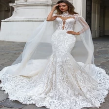 China Sexy volta ver através de vestidos de noiva sereia para noivas fabricante