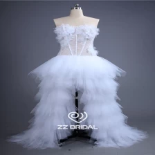 porcelana Delantero corto atractivo de mucho tiempo atrás ver a través de flores hechas a mano vestido de novia escote corazón fabricante
