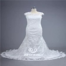 Chine Robe de mariée sirène capuchon supérieur de qualité illusion manches de dentelle appliqued avec le train fabriqués en Chine fabricant