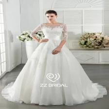 Chiny Appliqued ZZ ślubne 2017 V-powrót koronki sukni ślubnej-line zroszony producent