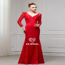 China ZZ Bruidsmode 2017 v-hals en V-rug lace opgestikte rode avondjurk fabrikant