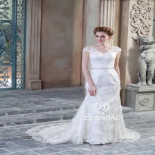 Chiny Appliqued ZZ Suknie ślubne 2017 serek cap rękaw koronkowa suknia ślubna syrena producent