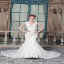 porcelana ZZ nupcial 2017 v-cuello de encaje apliques y abalorios de una línea de vestido de novia fabricante