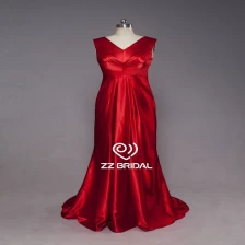 Kiina ZZ Bridal 2017 V-kaula Hihaton ryppyinen punainen pitkä ilta puku valmistaja