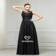 China ZZ nupcial 2017 pescoço de barco renda aplicada preto vestido de noite longa fabricante