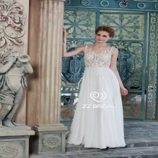 porcelana ZZ nupcial 2017 barco cuello de encaje apliques de Gasa una línea de vestido de novia fabricante