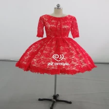 China ZZ Bridal 2017 Boat Neck Lace Kleid kurzer Abend Kleid Hersteller