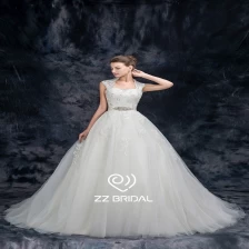 China ZZ nupcial 2017 Halter cinta de renda aplicada frisado um vestido de noiva de linha fabricante