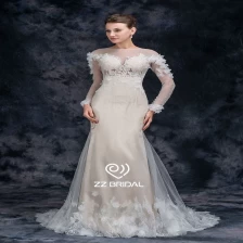 China ZZ bridal 2017 long sleeve lace appliqued beaded mermaid wedding dress manufacturer