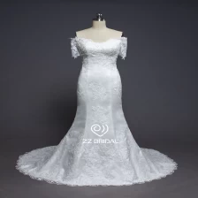 China ZZ bridal 2017 off-shoulder lace appliqued mermaid wedding dress manufacturer