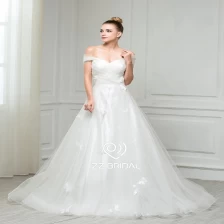 中国 ZZ 新娘2017关闭肩竖起和串珠 A 线婚纱礼服 制造商