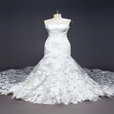 China ZZ bridal 2017 one-shoulder lace appliqued mermaid wedding dress manufacturer
