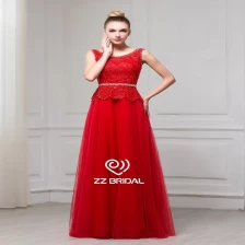 China ZZ bridal 2017 sleeveless lace appliqued red A-line long evening dress manufacturer