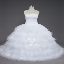 porcelana ZZ nupcial 2017 escote recto rufffled Ball vestido de novia fabricante