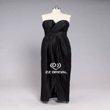 porcelana ZZ nupcial 2017 escote corazón rizado Vestido de noche negro largo fabricante