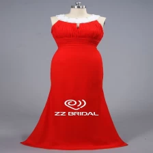 Chine ZZ Bridal Halter perles de mousseline de soie volantes sirène longue robe de soirée fabricant