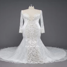 Китай ZZ свадебное платье 2017 V-шея и длинная муфта Свадебная одежда производителя